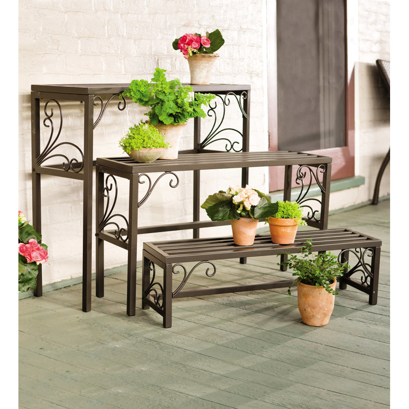Nesting Metal Plant Stands with Scrollwork